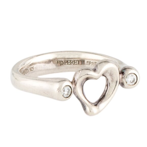 TIFFANY & CO. DIAMOND STERLINGH SILVER 925 OPEN HEART RING - Picture 1 of 6